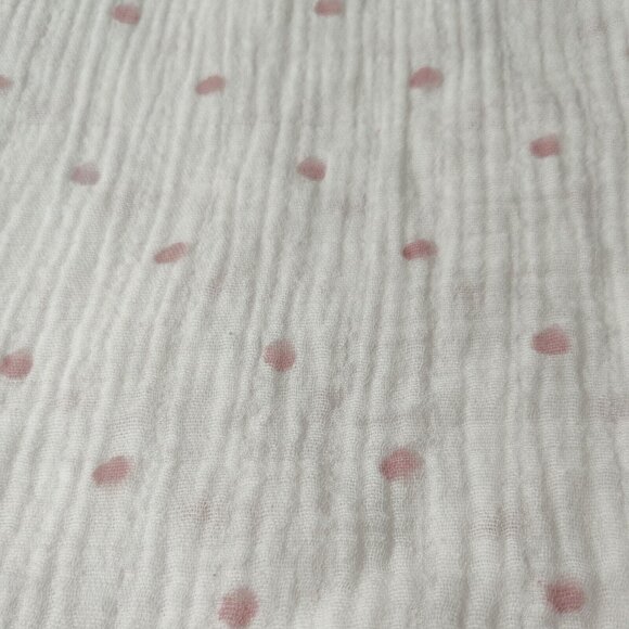 Aden + Anais Muslin Swaddle Blanket White Pink Polka Dot Cotton 42.5 x 40.5 inch - Picture 2 of 6
